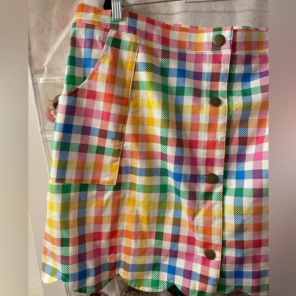 Unique Vintage Smak Parlour Rainbow Gingham Campus Mini Skirt - Picture 4 of 10